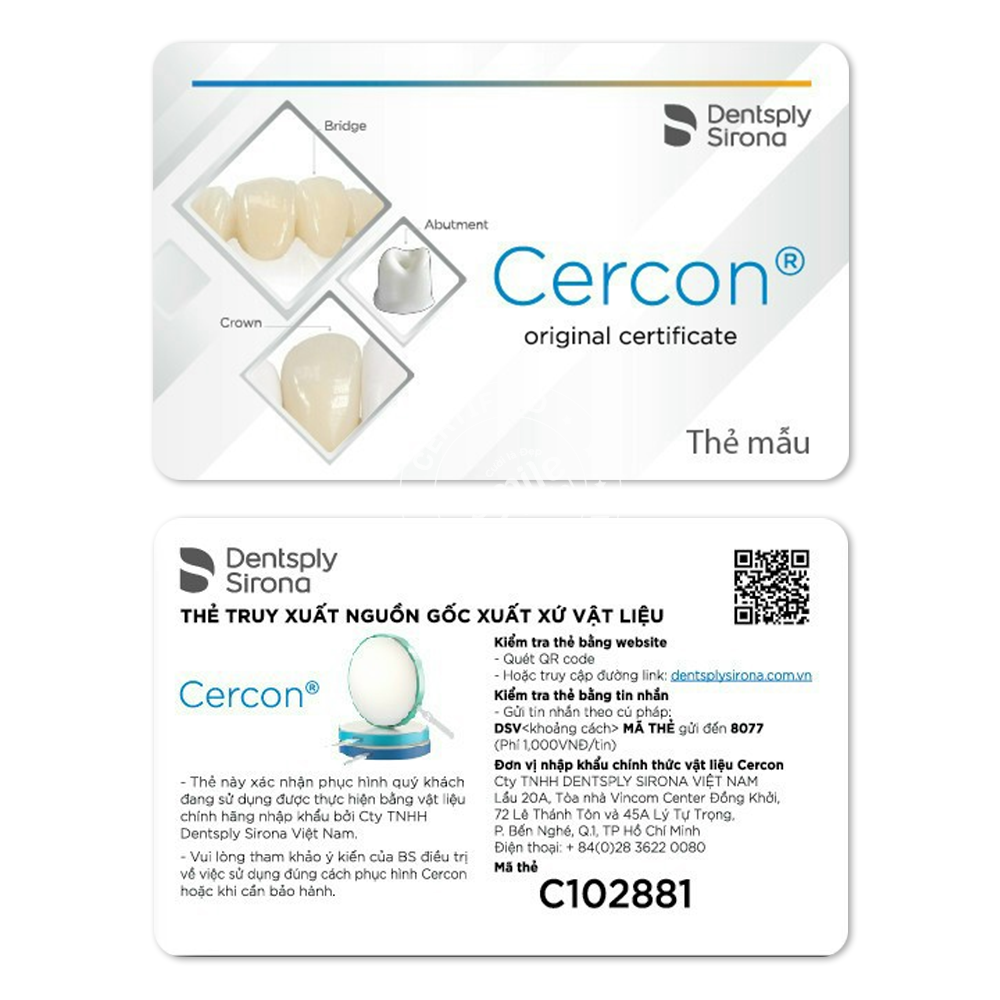 Thẻ Bảo Hành Cercon